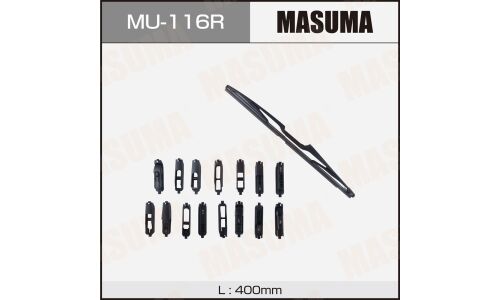Щётка стеклоочистителя Masuma 400мм (16") каркасная, летняя, для заднего стекла, 15 переходников, 1 шт, арт. MU-116R