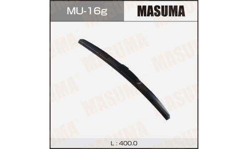 Щетка стеклоочистителя Masuma 400мм (16") гибридная, всесезонная, со спойлером, крепление J-Hook, 1 шт, арт. MU-16g