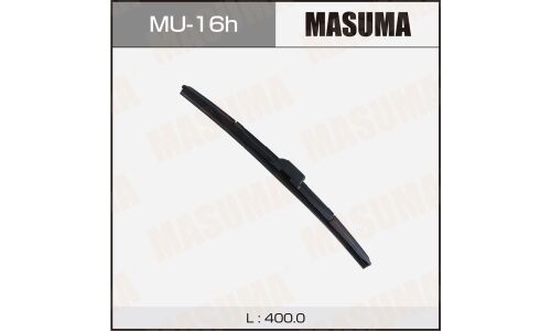 Щетка стеклоочистителя Masuma 400мм (16") гибридная, всесезонная, со спойлером, боковое крепление J-Hook, 1 шт, арт. MU-16h