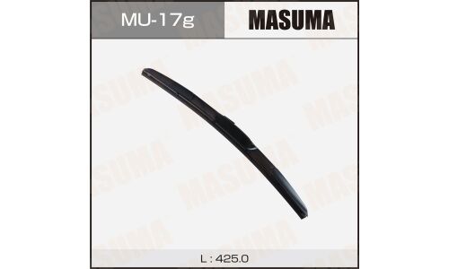 Щетка стеклоочистителя Masuma 425мм (17") гибридная, всесезонная, со спойлером, крепление J-Hook, 1 шт, арт. MU-17g