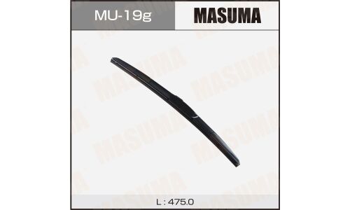 Щетка стеклоочистителя Masuma 475мм (19") гибридная, всесезонная, со спойлером, крепление J-Hook, 1 шт, арт. MU-19g