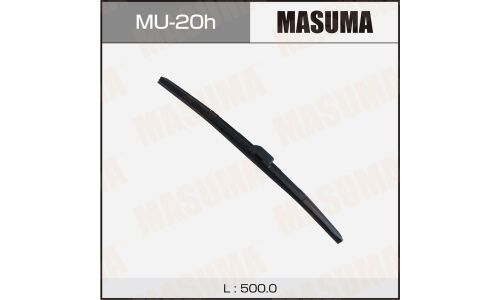 Щетка стеклоочистителя Masuma 500мм (20") гибридная, всесезонная, со спойлером, боковое крепление J-Hook, 1 шт, арт. MU-20h