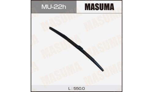 Щетка стеклоочистителя Masuma 550мм (22") гибридная, всесезонная, со спойлером, боковое крепление J-Hook, 1 шт, арт. MU-22h