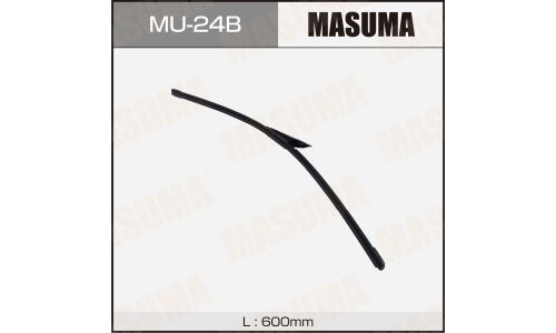 Щетка стеклоочистителя Masuma 600мм (24"), бескаркасная, всесезонная, со спойлером, крепление AeroClip, 1 шт, арт. MU-24B