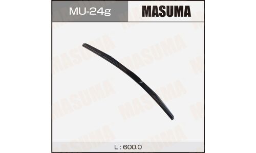 Щетка стеклоочистителя Masuma 600мм (24") гибридная, всесезонная, со спойлером, крепление J-Hook, 1 шт, арт. MU-24g