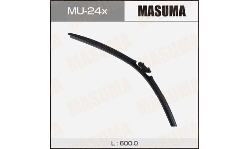Щетка стеклоочистителя Masuma 600мм (24") бескаркасная, всесезонная, со спойлером, крепление DNTL1.1, для Daihatsu Move, Mazda 6/CX-5/8, Subaru Stella, 1 шт, арт. MU-24x