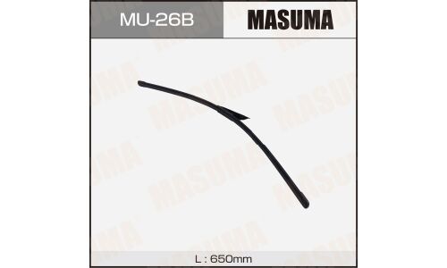 Щетка стеклоочистителя Masuma 650мм (25"), бескаркасная, всесезонная, со спойлером, крепление AeroClip, 1 шт, арт. MU-26B