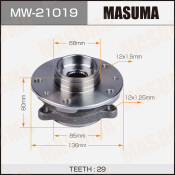 Ступица колеса Masuma, с ABS, передняя, для Nissan Qashqai, арт. MW-21019