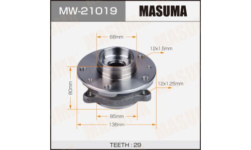Ступица колеса Masuma, с ABS, передняя, для Nissan Qashqai, арт. MW-21019