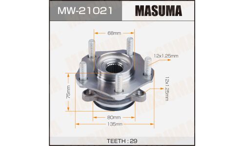 Ступица колеса Masuma, с ABS, передняя, для Nissan Tiida / Sentra, арт. MW-21021