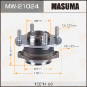 Ступица колеса Masuma, с ABS, передняя, арт. MW-21024