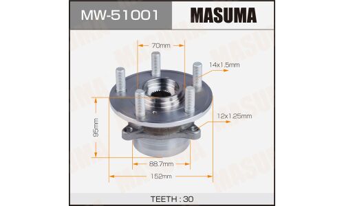 Ступица колеса Masuma, с ABS, передняя, для Honda Pilot, арт. MW-51001