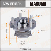 Ступица колеса Masuma, с ABS, задняя, для Honda Pilot, арт. MW-51514