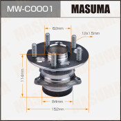 Ступица колеса Masuma, задняя, для Chery Tiggo, арт. MW-C0001
