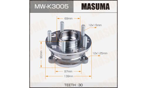 Ступица колеса Masuma, с ABS, передняя, для Hyundai Santa Fe, арт. MW-K3005