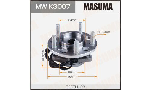 Ступица колеса Masuma, с ABS, передняя, для SsangYong Kyron / Rexton, арт. MW-K3007