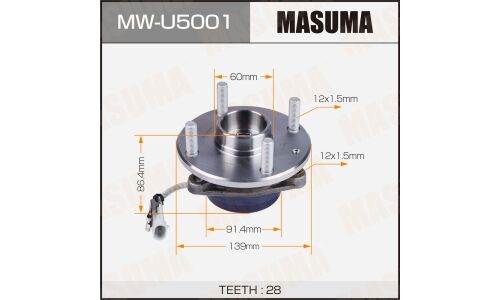 Ступица колеса Masuma, с ABS, передняя, для Chery Fora, арт. MW-U5001