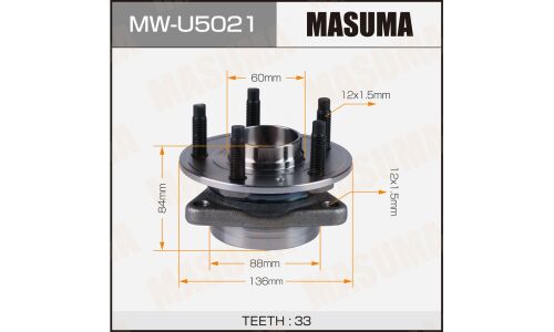 Ступица колеса Masuma, передняя, для Chevrolet Cruze, Opel Astra-K, арт. MW-U5021