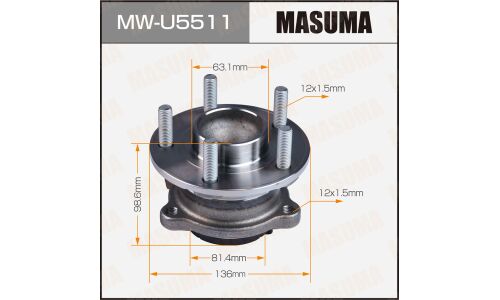 Ступица колеса Masuma, с ABS, задняя, для Ford Focus, арт. MW-U5511