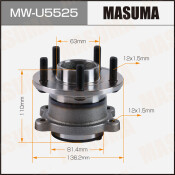 Ступица колеса Masuma, задняя, для Ford Kuga, арт. MW-U5525