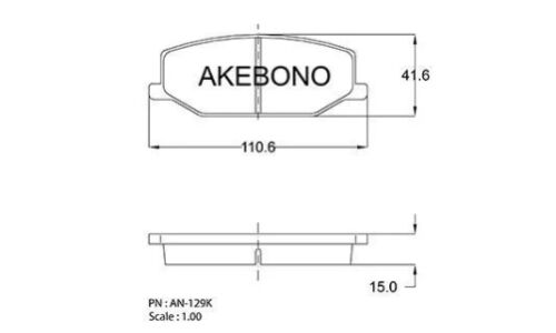 Колодки тормозные дисковые Akebono, комплект на ось (4 шт), арт. AN-129K
