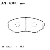 Колодки тормозные Akebono дисковые, арт. AN-631K