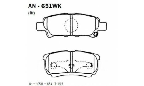 Колодки тормозные дисковые Akebono, комплект на ось (4 шт), арт. AN-651WK