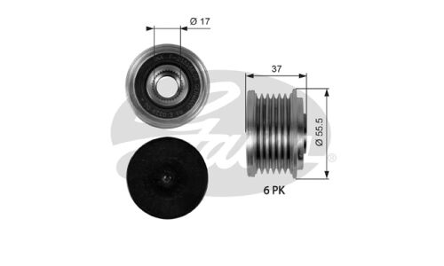 Шкив генератора с обгонной муфтой Gates, арт. OAP7046