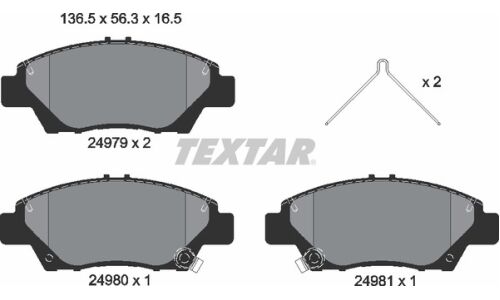Колодки тормозные дисковые Textar, передние, комплект на ось (4 шт), арт. 2497901