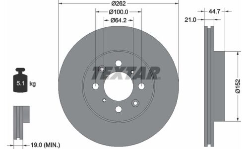 Диск тормозной с покрытием PRO | перед Textar, арт. 92060903
