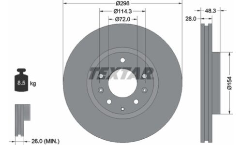 Диск тормозной с покрытием PRO | перед прав/лев Textar, арт. 92180803