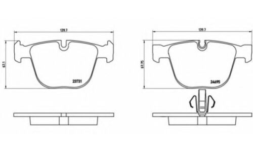 Колодки тормозные дисковые Brembo, комплект на ось (4 шт), арт. P06053