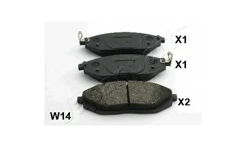 Колодки тормозные дисковые Japan Parts, передние, комплект на ось (4 шт), арт. PA-W14AF