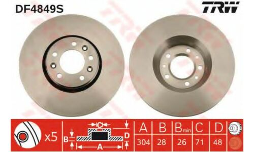 Диск тормозной TRW, передний, арт. DF4849S