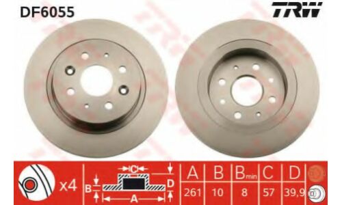 Диск тормозной TRW, задний, арт. DF6055