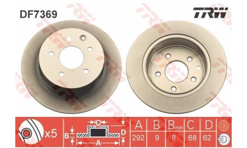 Диск тормозной TRW, арт. DF7369