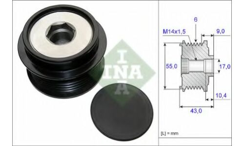 Ременной шкив генератора INA, арт. 535 0208 10