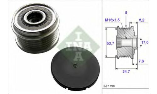 Шкив генератора с обгонной муфтой INA, арт. 535 0211 10