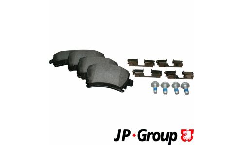 Колодки тормозные дисковые JP Group, задние, комплект на ось (4 шт), арт. 1163705410