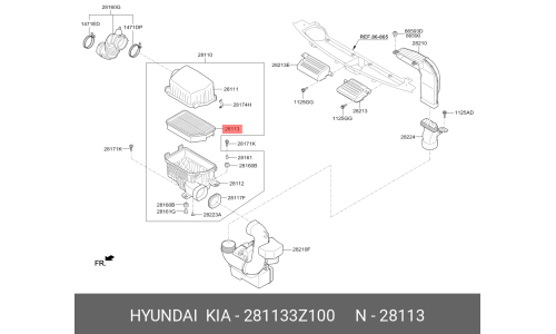 Фильтр воздушный Hyundai/Kia, арт. 28113-3Z100