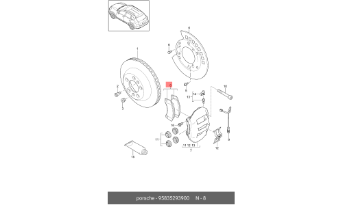 Колодки тормозные дисковые | зад Porsche, арт. 958.352.93900