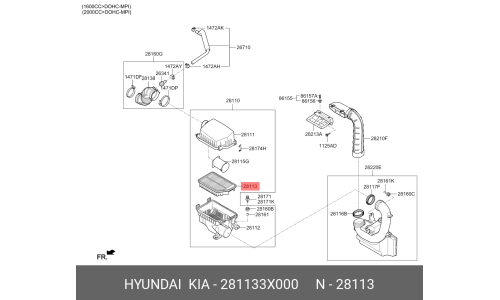Фильтр воздушный Hyundai/Kia, арт. 28113-3X000