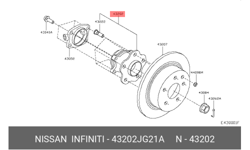Ступица колеса NISSAN, задняя, арт. 43202-JG21A