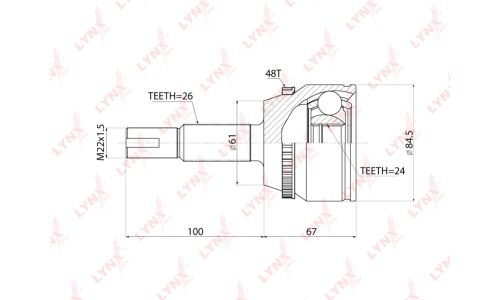 ШРУС LYNXauto, внешний, арт. CO-3857A