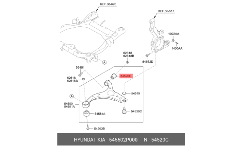 Сайлентблок переднего рычага Hyundai/Kia, арт. 545502P000