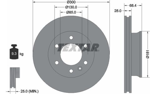 Диск тормозной с покрытием PRO | перед прав/лев | LCV Textar, арт. 93143203