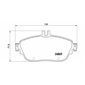 Колодки тормозные дисковые Brembo, комплект на ось (4 шт), арт. P50093