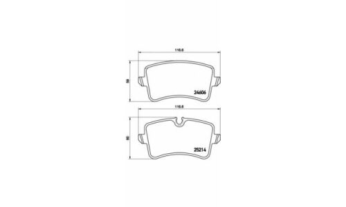 Колодки тормозные дисковые Brembo, комплект на ось (4 шт), арт. P85118