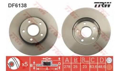 Диск тормозной TRW, передний, арт. DF6138