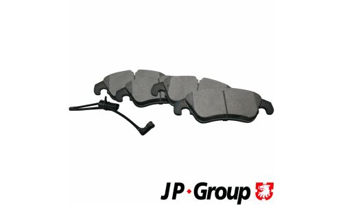 Колодки тормозные дисковые JP Group с электронным датчиком износа, передние, комплект на ось (4 шт), арт. 1163606910
